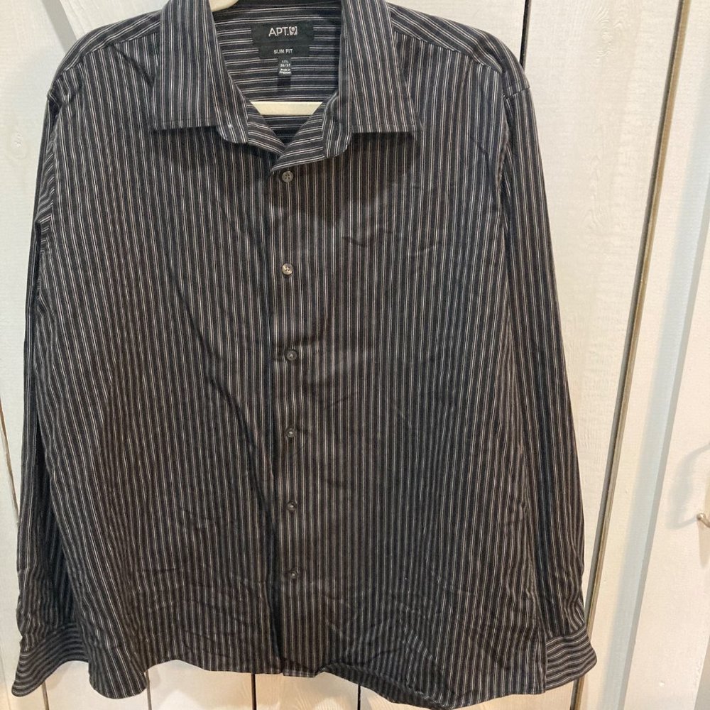 Apt. 9 slim fit black striped dress shirt 17 1/2 or 36/37